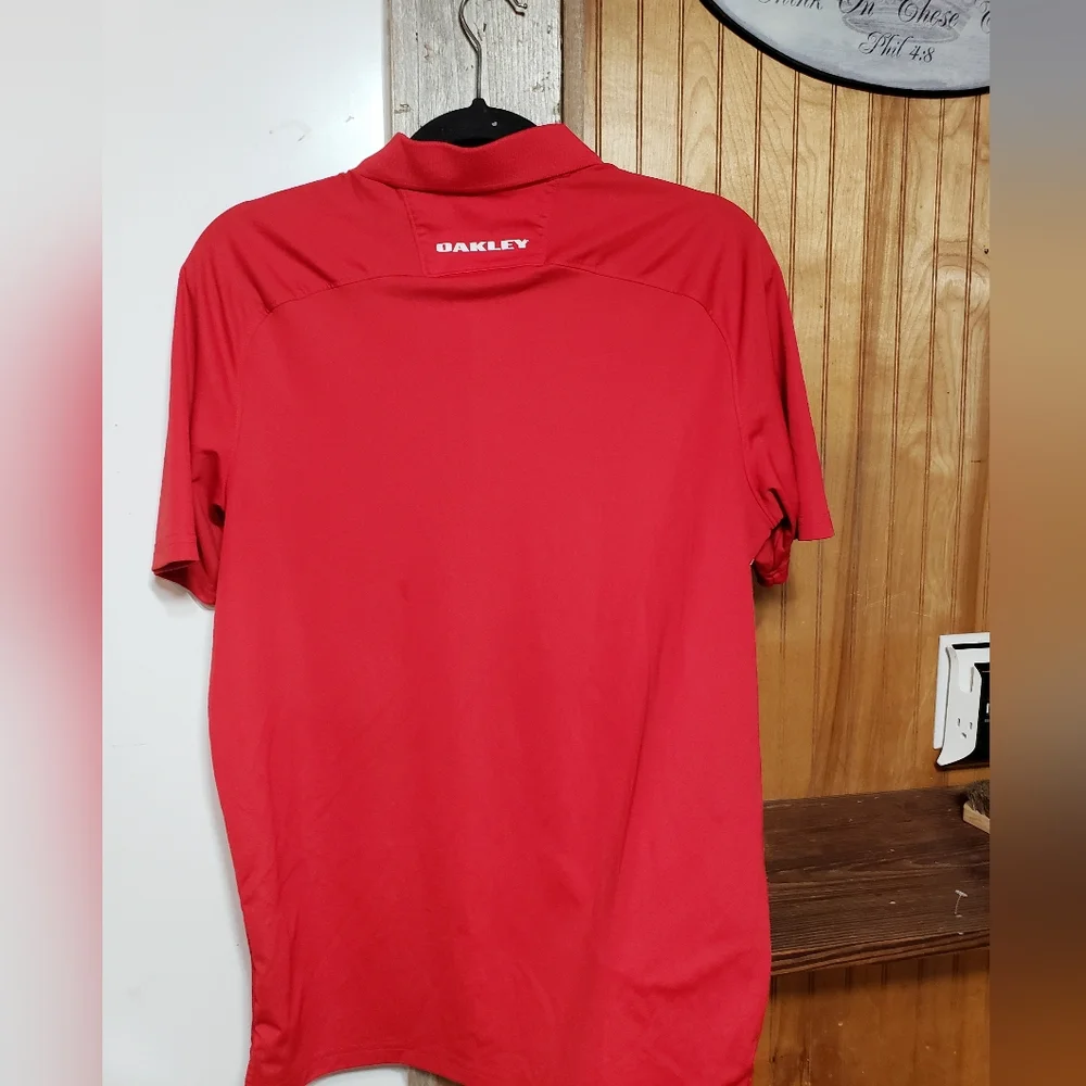 Oakley Men Med Polo Short Sleeve Red/grey Light Weight